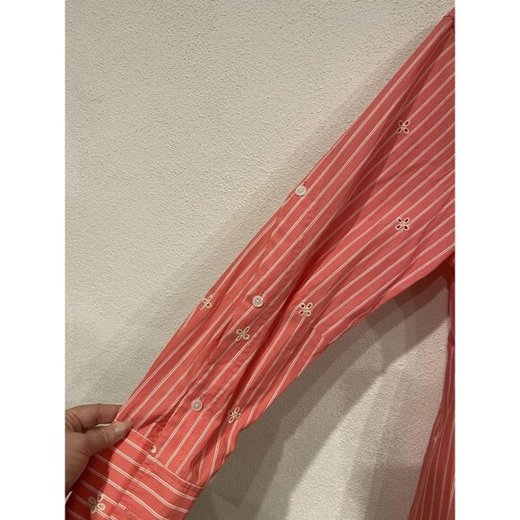 Derek Lam 10 Crosby Charlotte Dress Womens 12 Pink Stripe Tie Waist Shirt Button - Picture 5 of 6